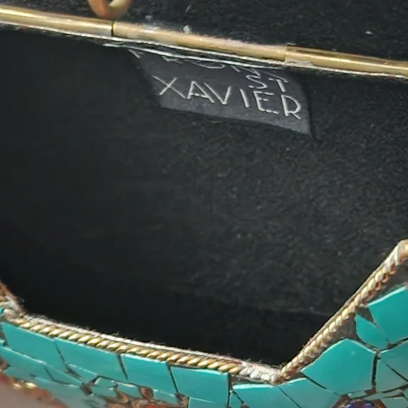 FROM ST XAVIER Turquoise Mosaic Crossbody Clutch – Beaded Gem Embellished NWT - Picture 8 of 8